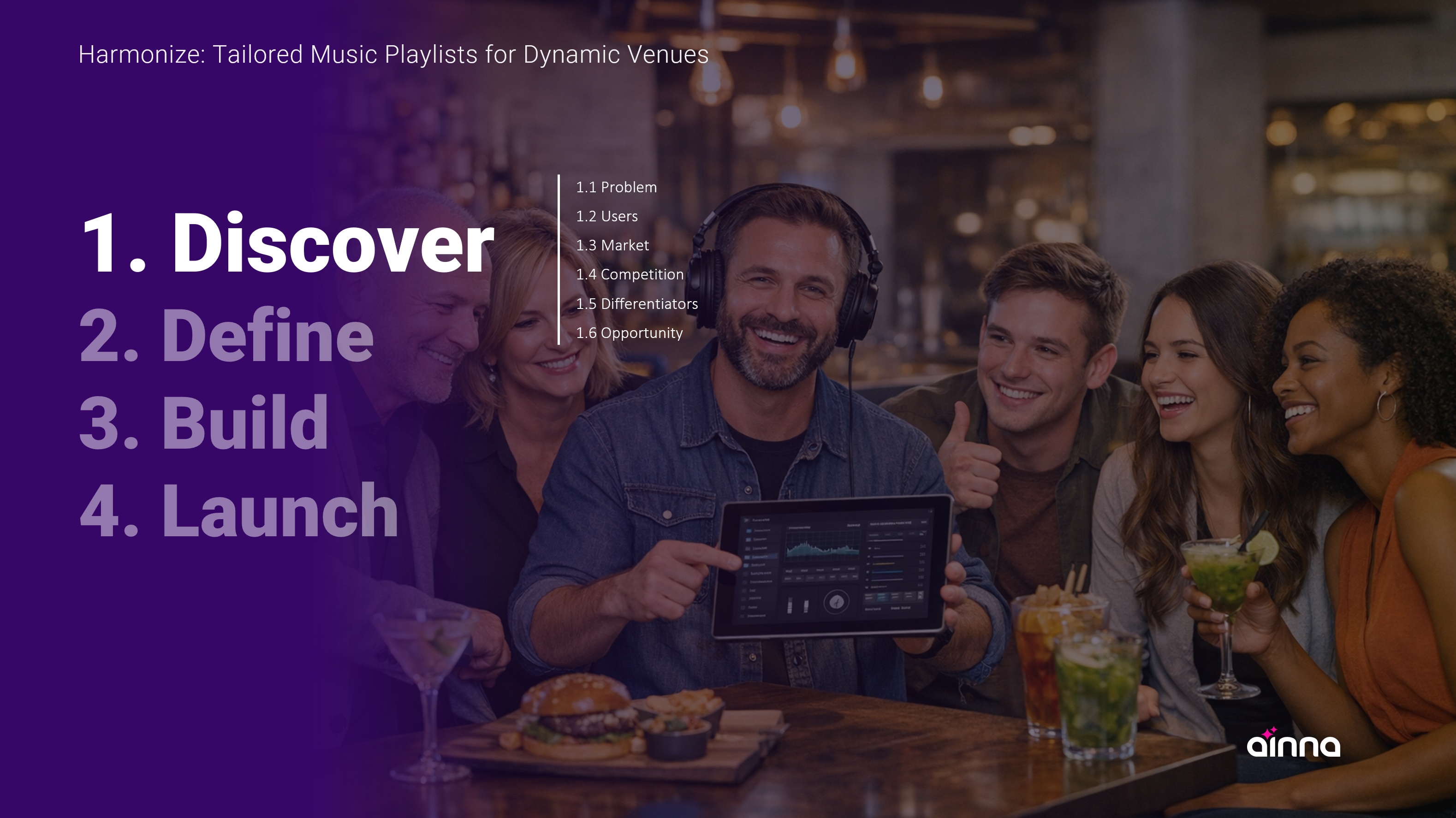 Ainna document generation showing pitch deck, PRD, and executive summary outputs with company branding
